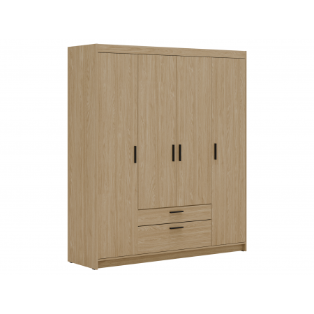 Szafa 4-drzwiowa z szufladami 176 cm garderoba TRINO dąb olejowany